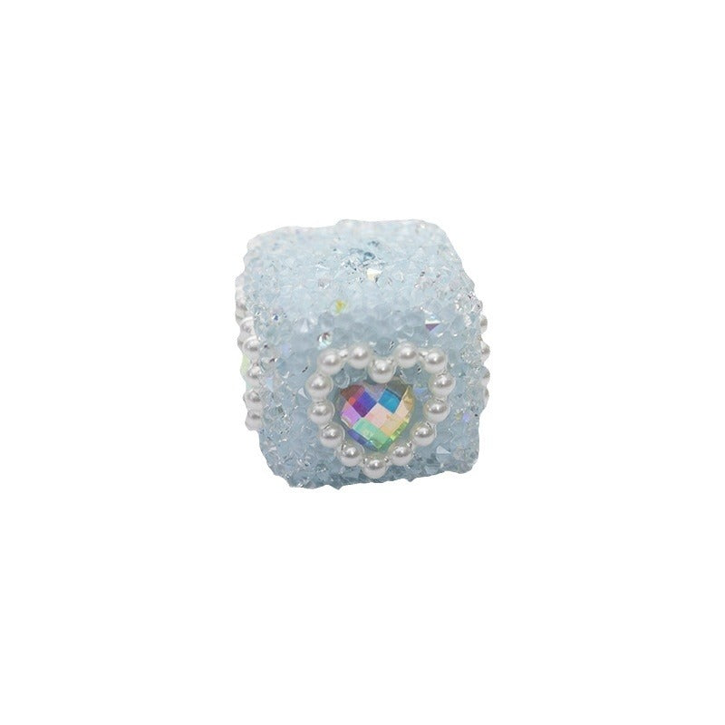 Acrylic Solid Blocks Wrapped in Diamonds, Pearls, Love DIY Sugar Straight Hole Bead String-5PCS