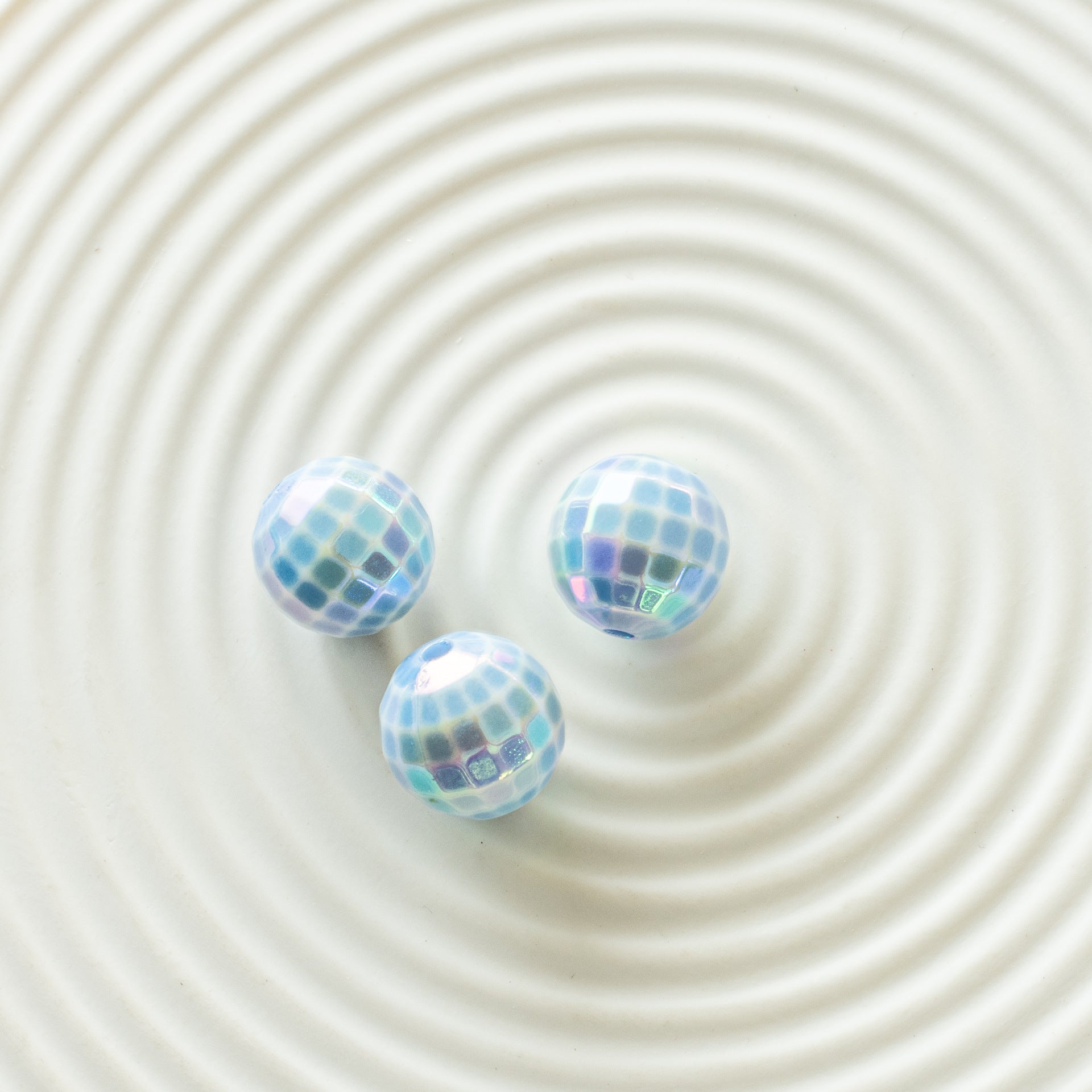 AB Color-plated Color-plated Acrylic Cut Surface Round Beads 16mm Lattice Beads-50PCS