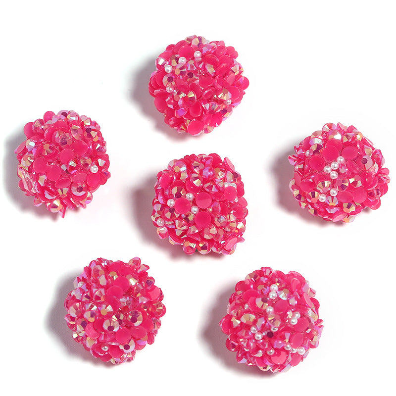 Colored Rhinestone Pearl Through Hole Acrylic Soft Sugar Beads-18MM-10PCS