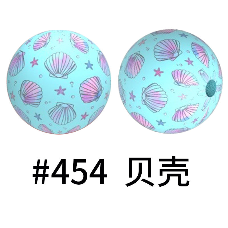 16mm Colorful Silicone Water Transfer Beads Print Silicone Beads-50PCS
