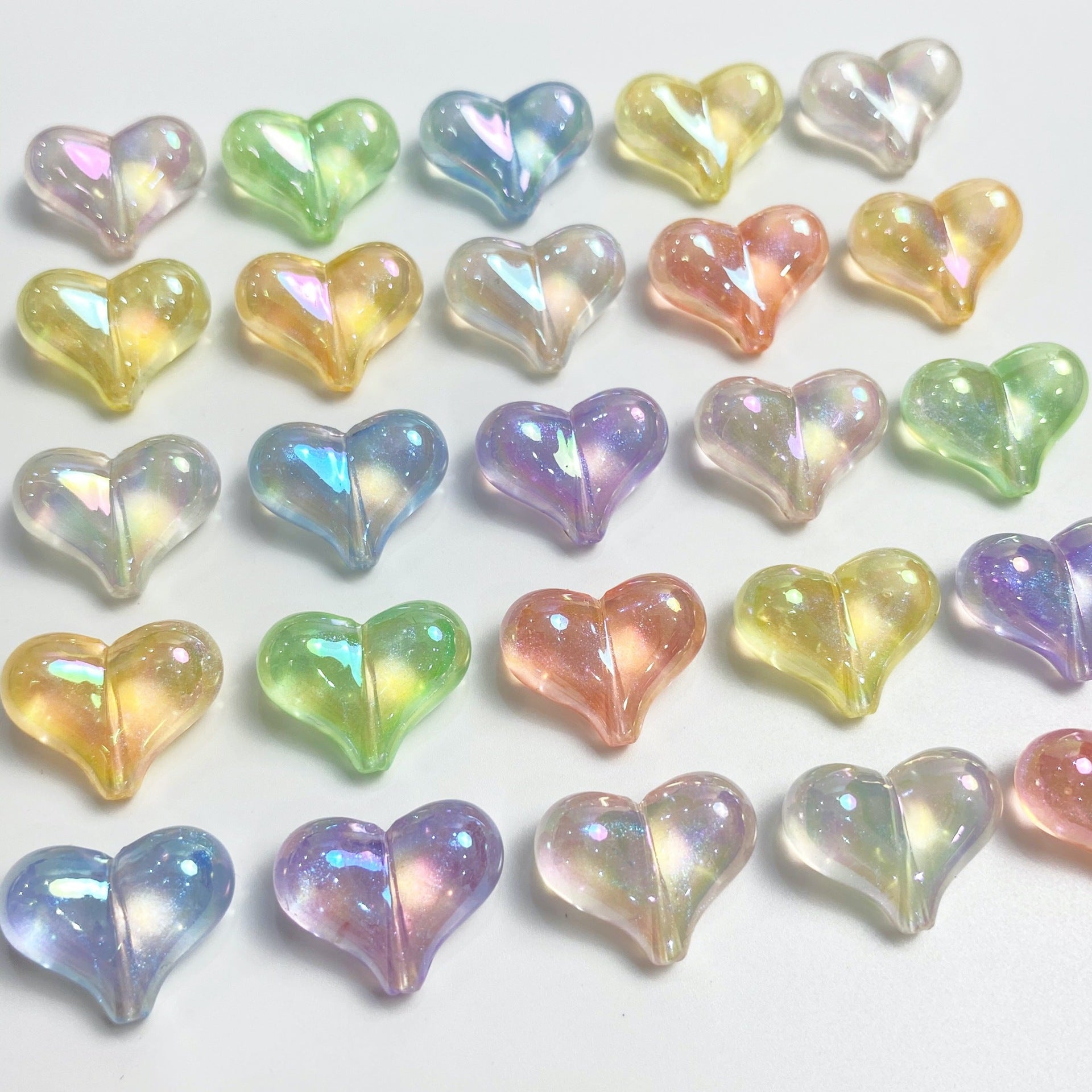 Acrylic Color Plated Mermaid Ji Fart Peach Heart Beads-50PCS