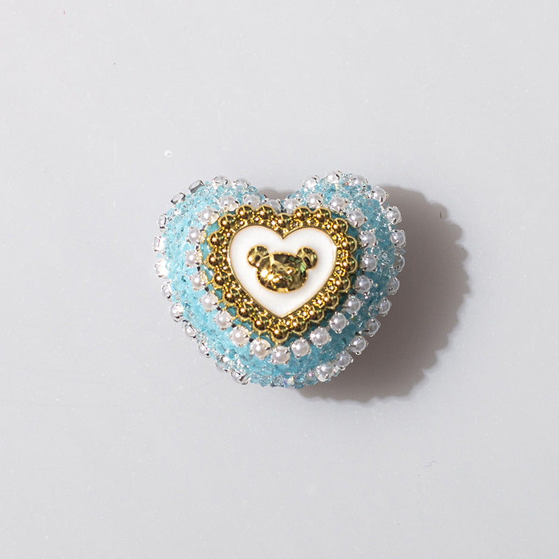 Acrylic Rhinestones with Large Peach Heart Beads-2PCS