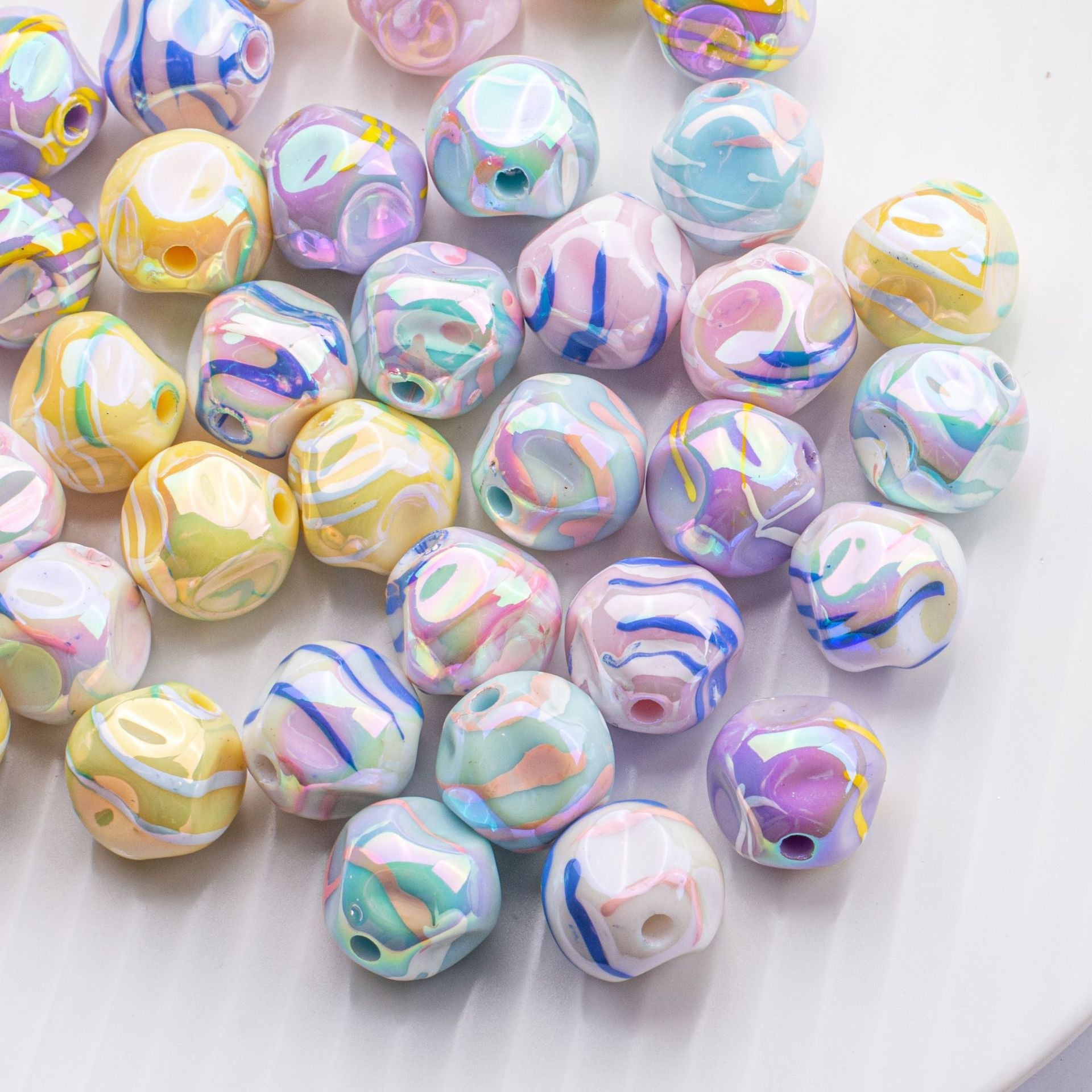 Acrylic Solid Color Line Fig Beads Meteorite Beads-50PCS
