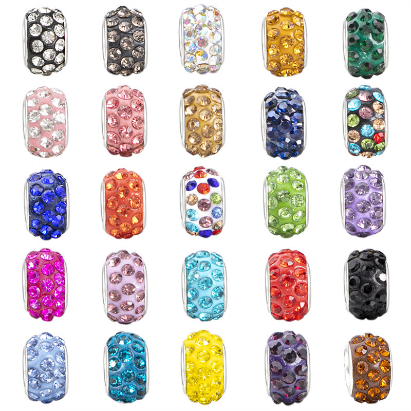 Creative 12mm Rhinestone Clay Large Hole Beads-100PCS