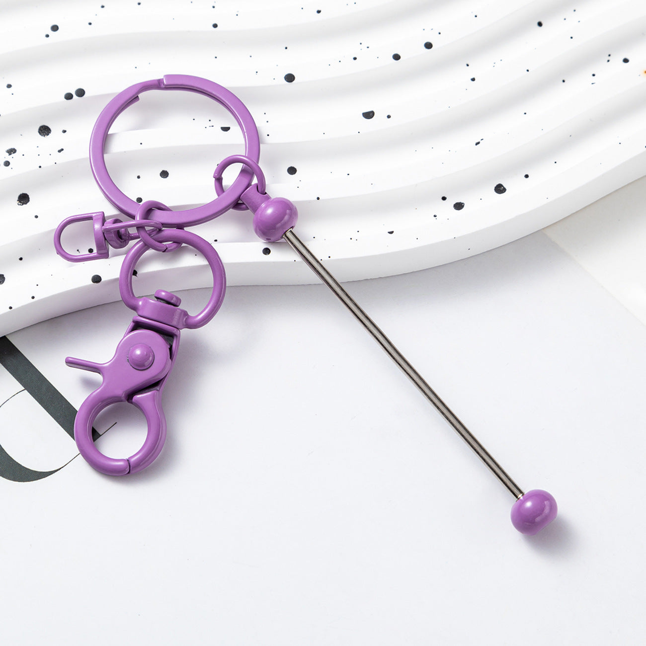 Creative Beadable Bar Keychains Handmade Metal Solid Color Keychain-2PCS