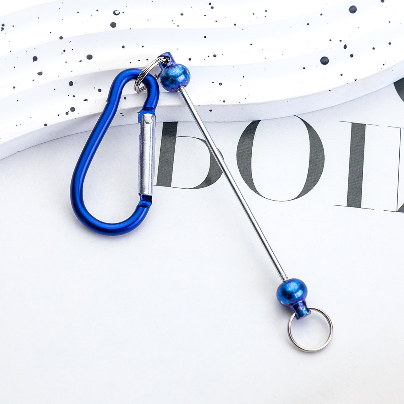 Creative Beadable Metal Hook Keychain-2PCS