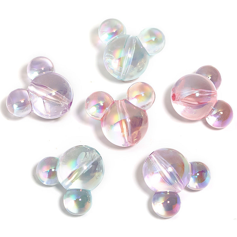 UV Electroplating Solid Color Bear Beads Acrylic Vertical Hole Beads-25PCS