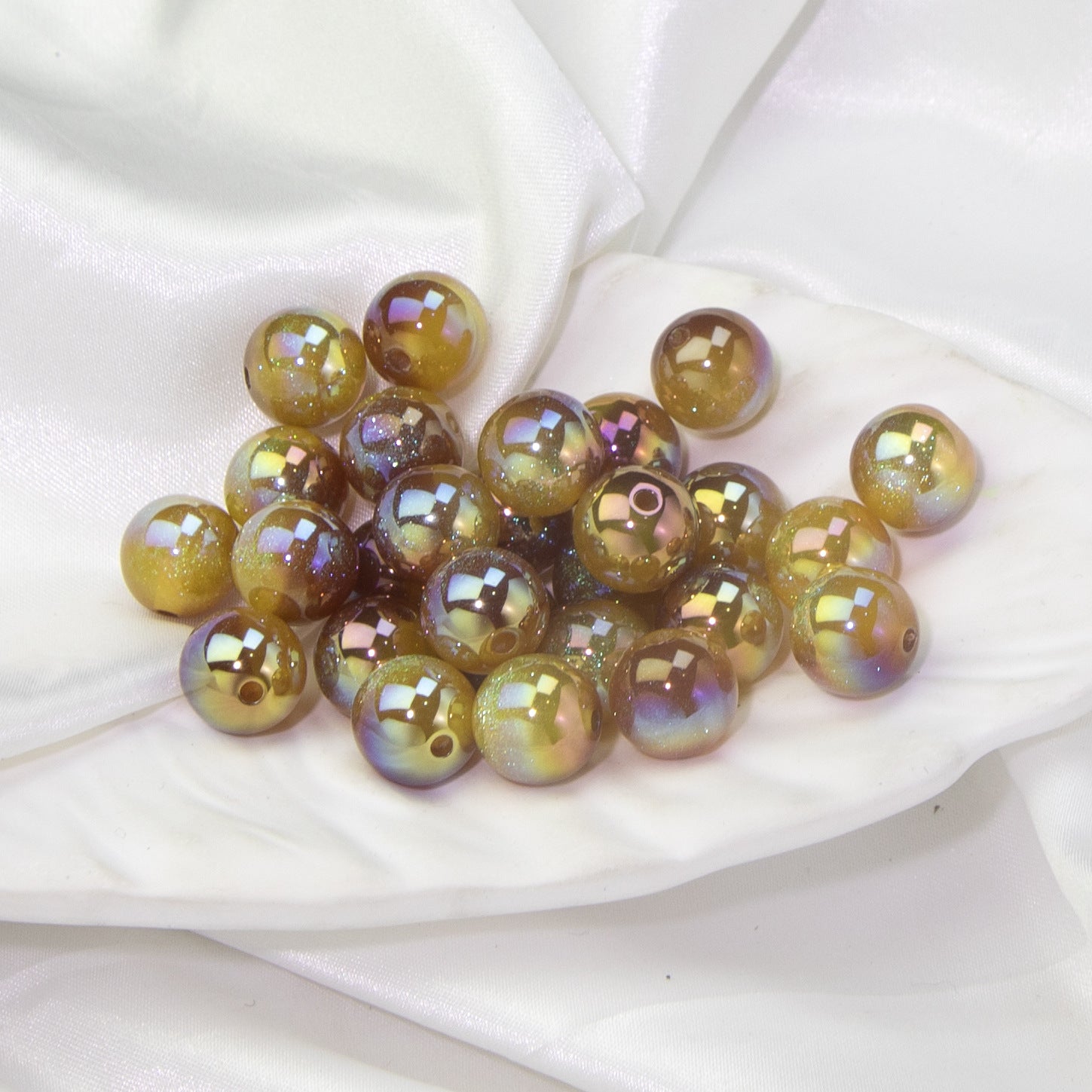 Starry Sky Two-color Gilded Round Beads-50PCS
