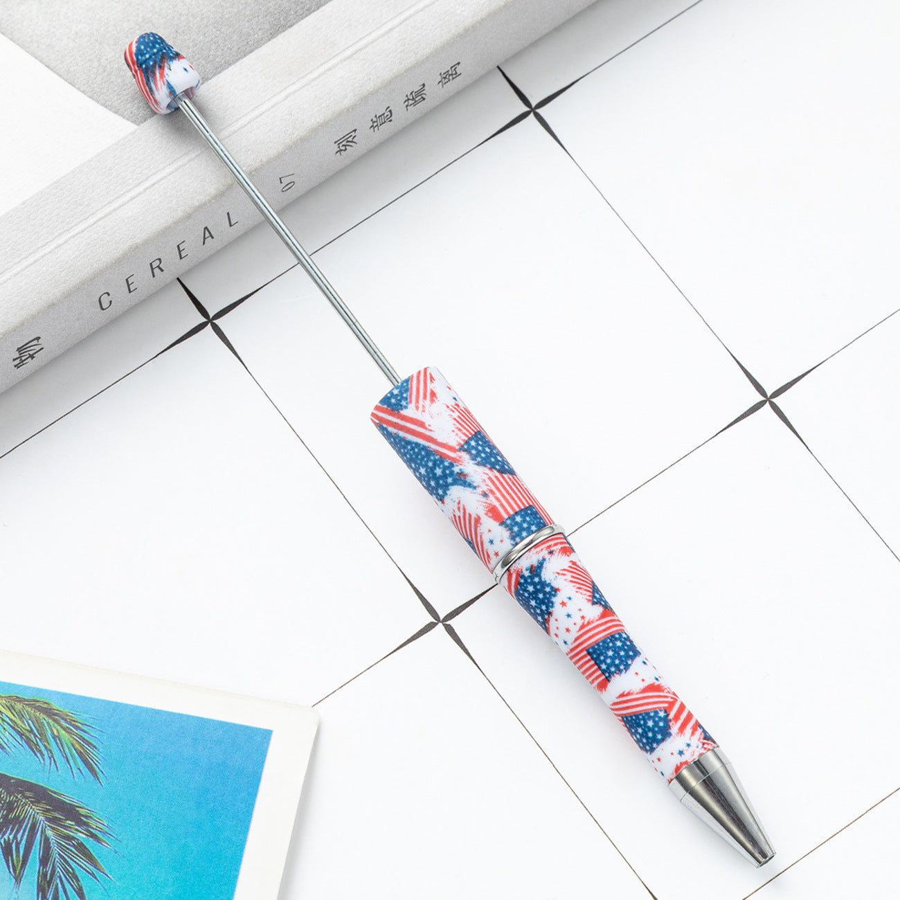Creative Independence Day Beadable Pens DIY Beadable Plastic Pen-2PCS