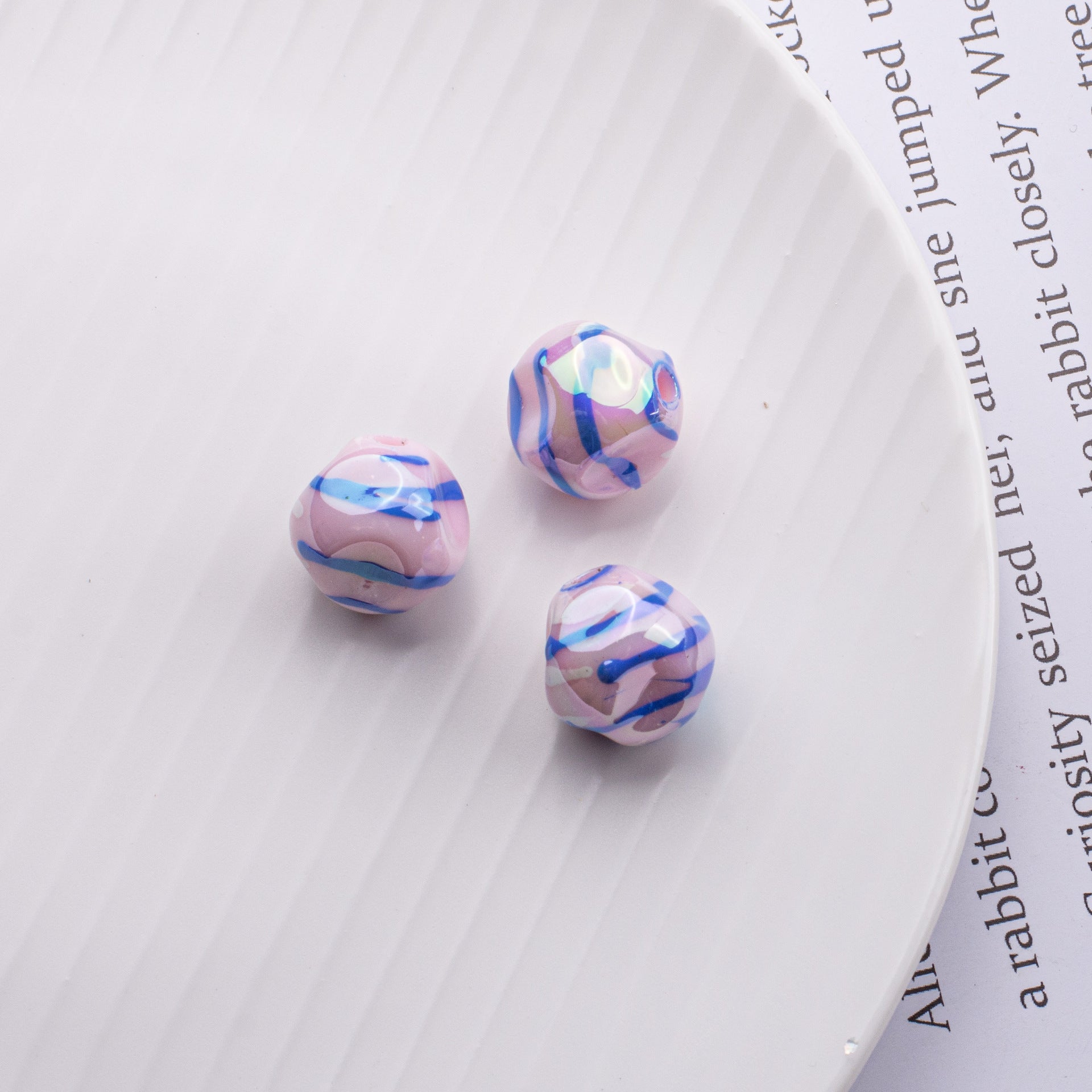 Acrylic Solid Color Line Fig Beads Meteorite Beads-50PCS