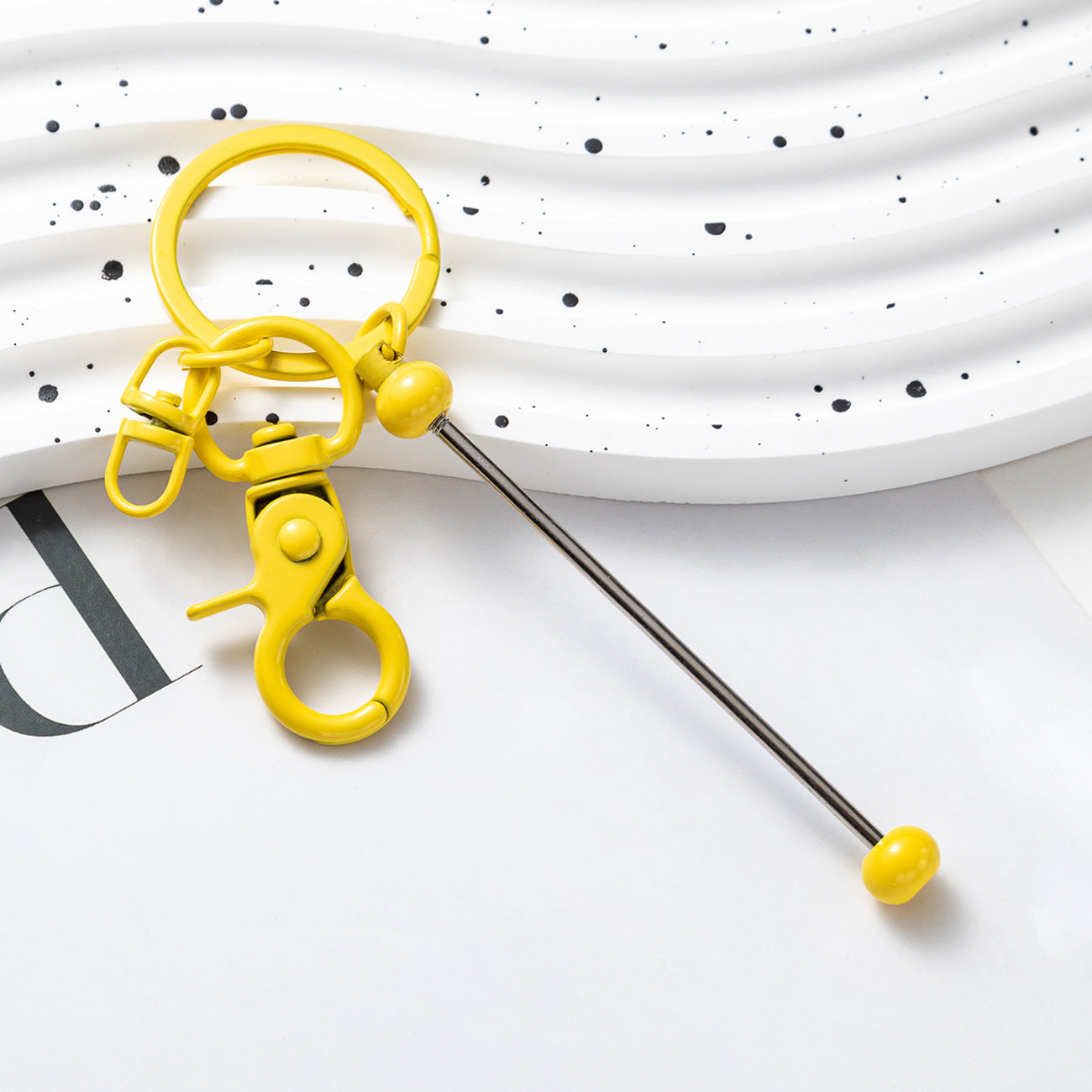 Creative Beadable Bar Keychains Handmade Metal Solid Color Keychain-2PCS