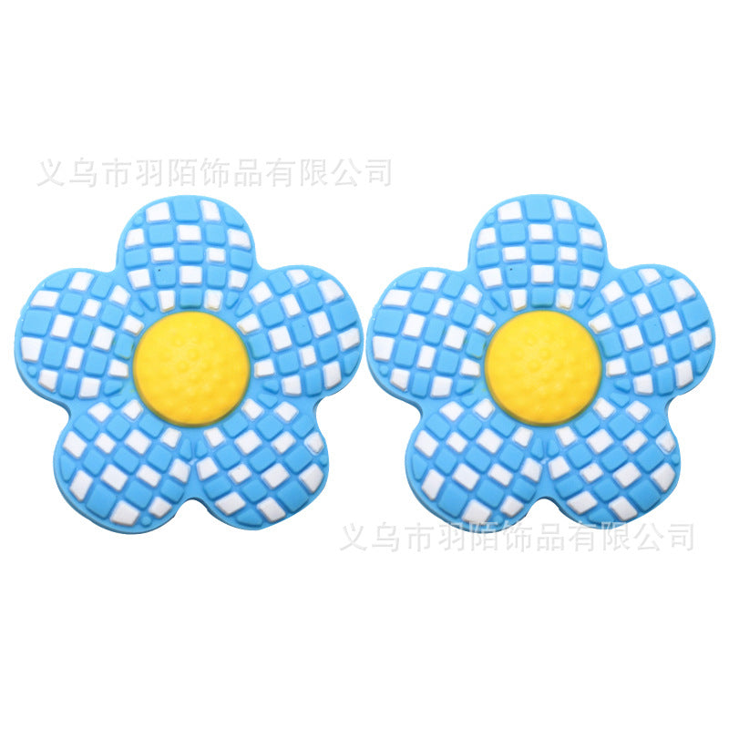 Checkerboard Flower Silicone Beads-10PCS