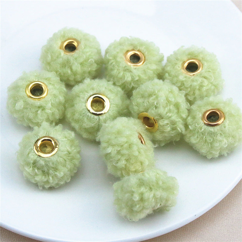 Straight Hole Teddy Fur Ball Beads Loose Beads Fabric Accessories-100PCS