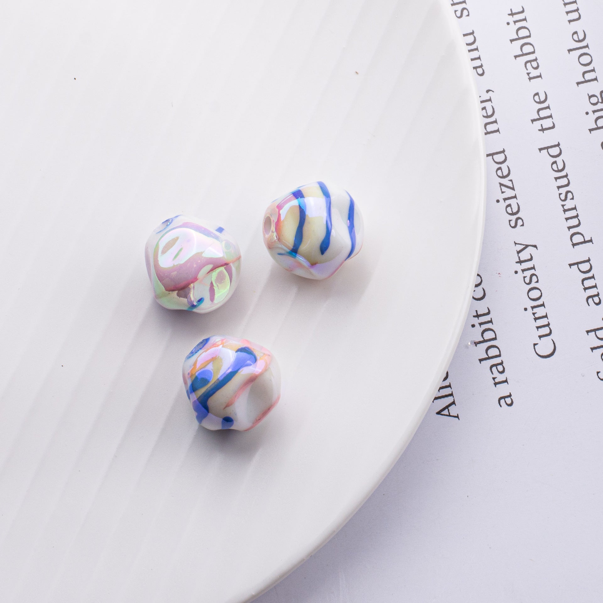 Acrylic Solid Color Line Fig Beads Meteorite Beads-50PCS