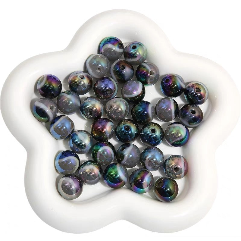 Gradient Girl Macaron Round Acrylic Beads-50PCS