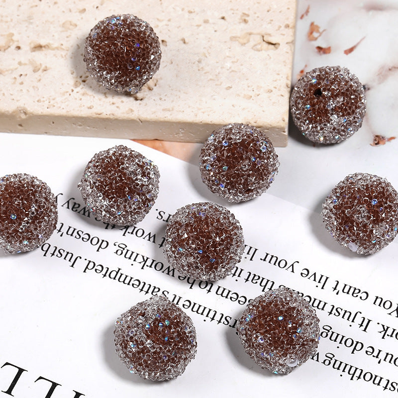 DIY Sparkling Rhinestone Soft Sugar Beads, 20mm -5PCS