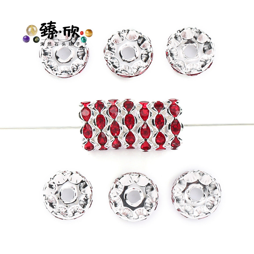 12MM Color Wave Rhinestone Diamond Ring Spacer Bead Spacer Jewelry Accessories Bead-100PCS