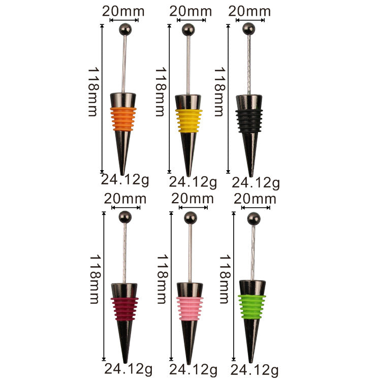 Creative Beadable Utensils DIY Zinc Alloy Gun Black Red Wine Stopper-2PCS