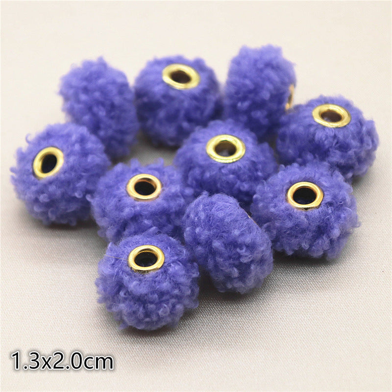 Straight Hole Teddy Fur Ball Beads Loose Beads Fabric Accessories-100PCS