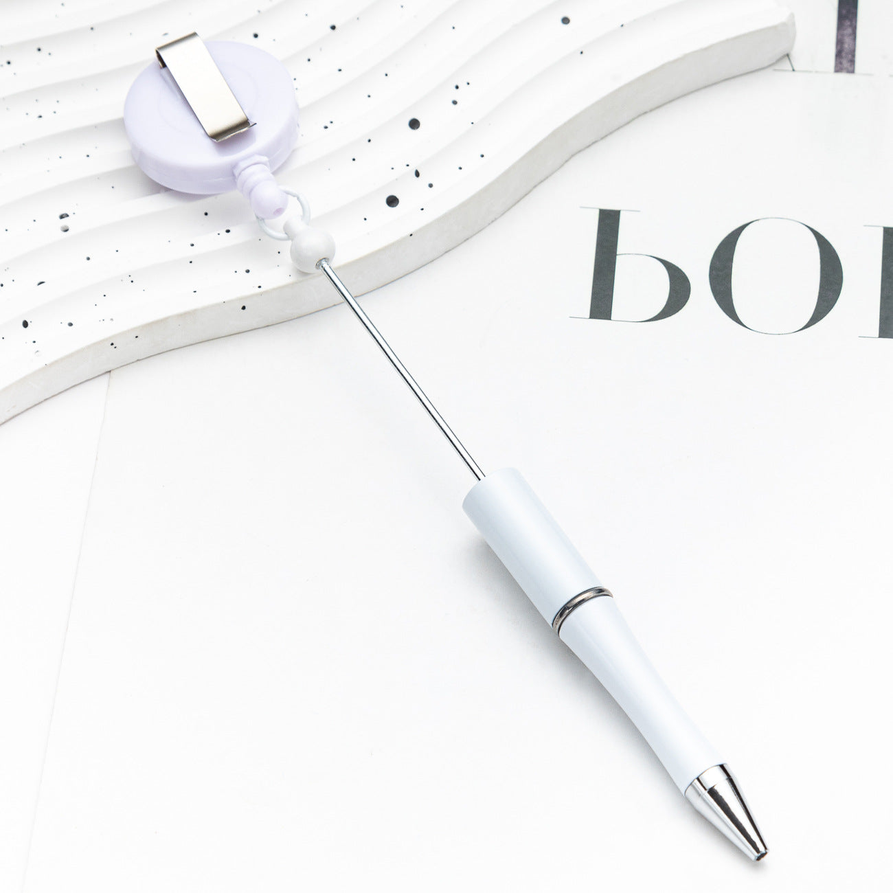 Creative Beadable Pens Retractable Buckle Plastic Easy Pull Buckle Ballpoint Pen-2PCS