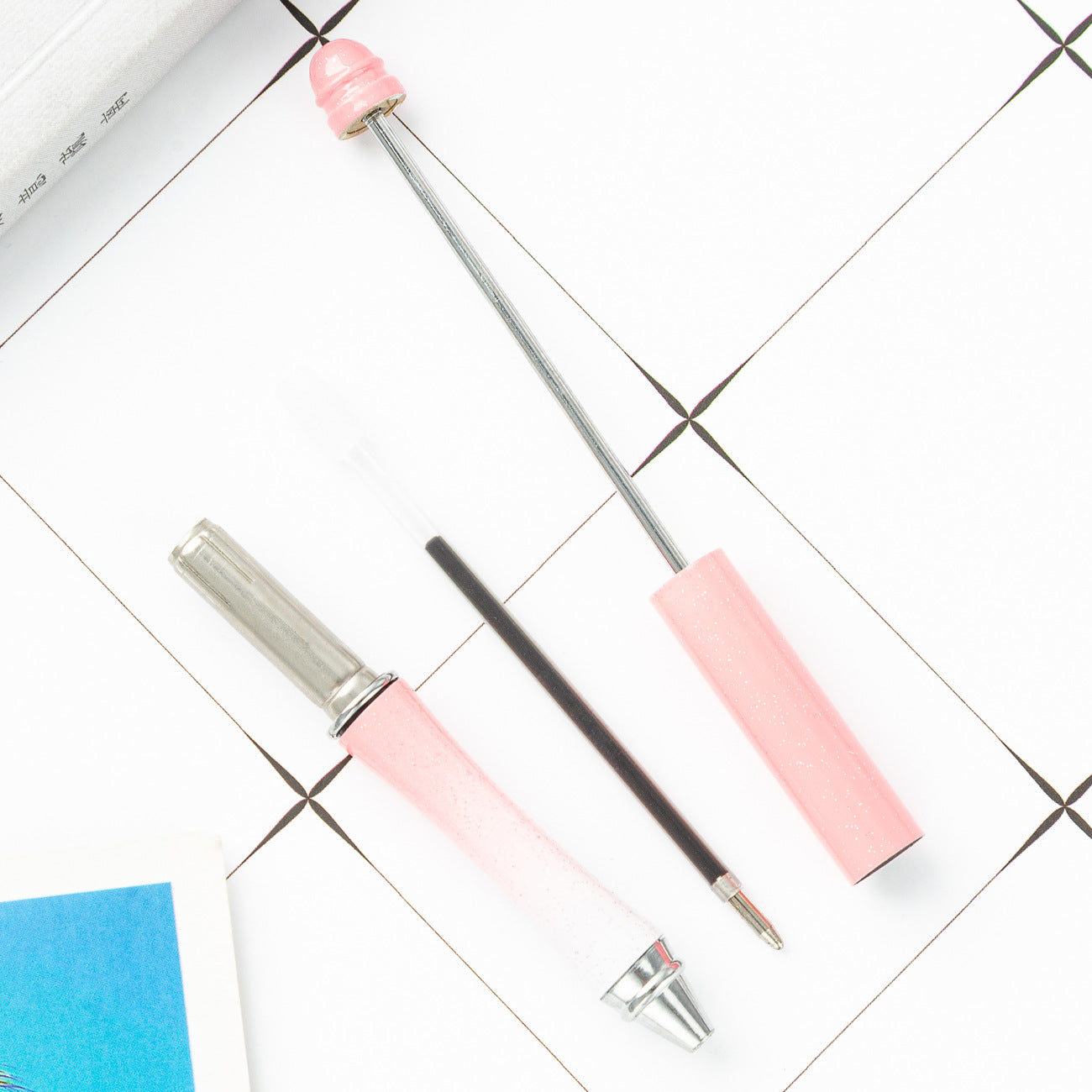 Creative Metal DIY Beadable Pen Ballpoint Pen-2PCS
