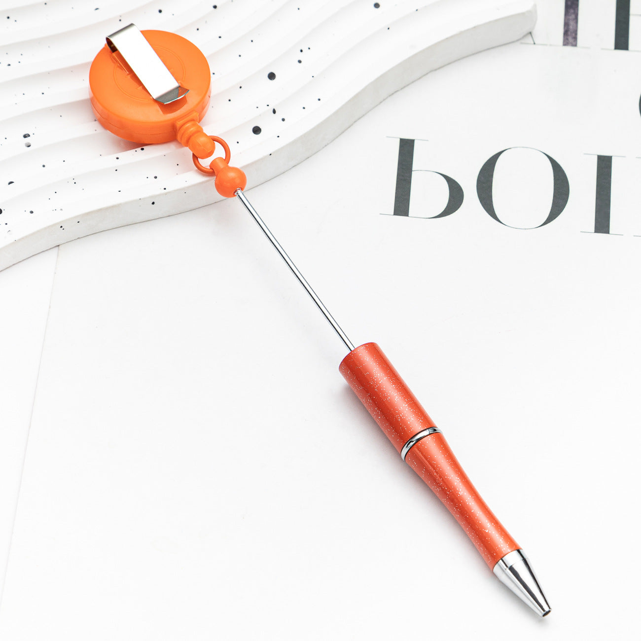 Creative Beadable Pens Retractable Buckle Plastic Easy Pull Buckle Ballpoint Pen-2PCS