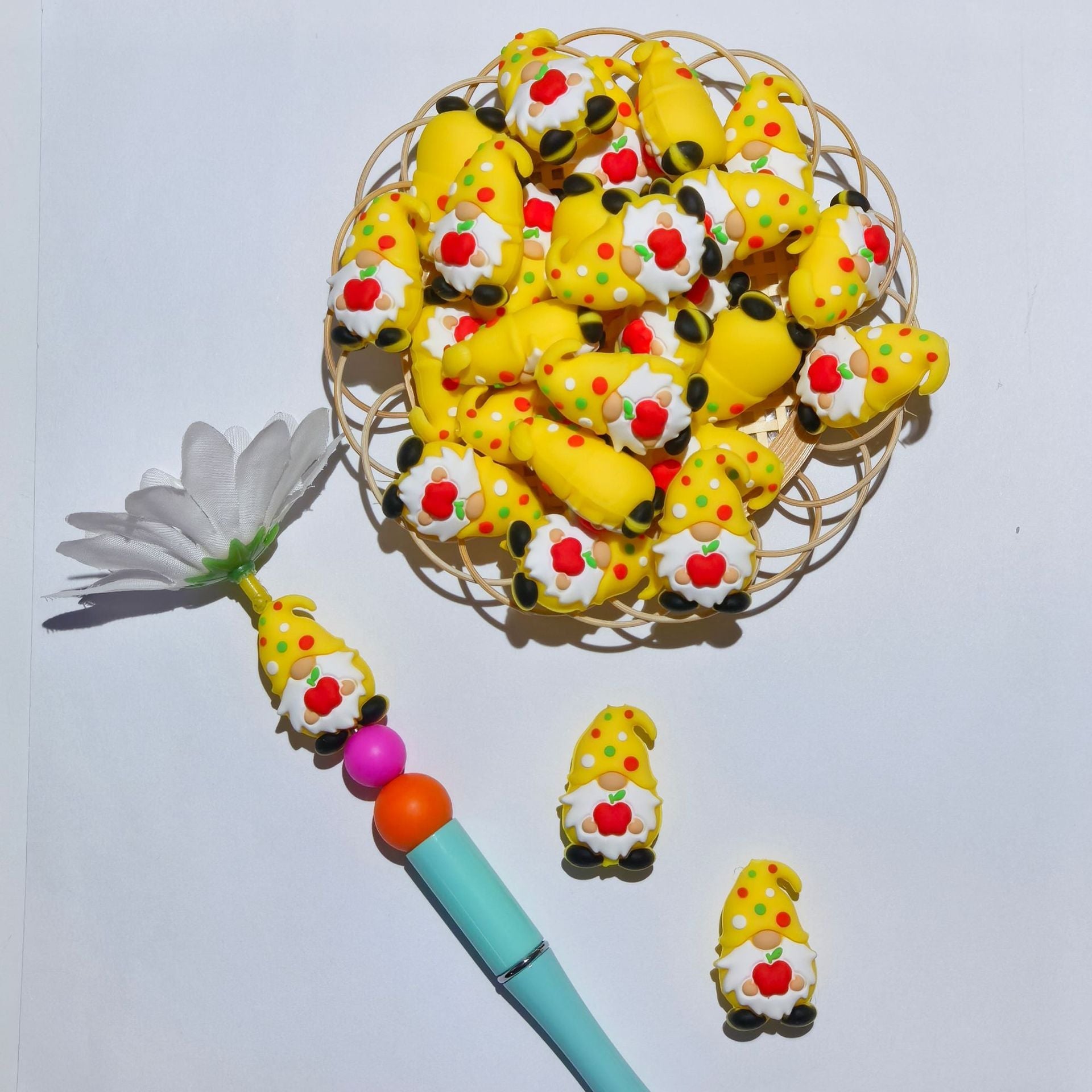 3D Apple Dwarf Silicone Cartoon Beads-10PCS