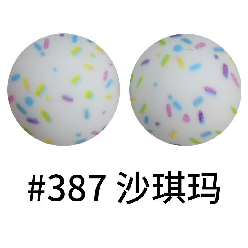 16mm Print Silicone Beads Colorful Silicone Water Transfer Beads-50PCS
