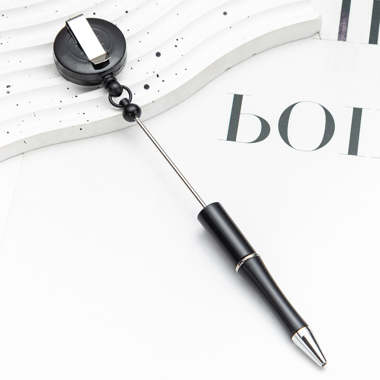 Creative Beadable Pens Retractable Buckle Plastic Easy Pull Buckle Ballpoint Pen-2PCS