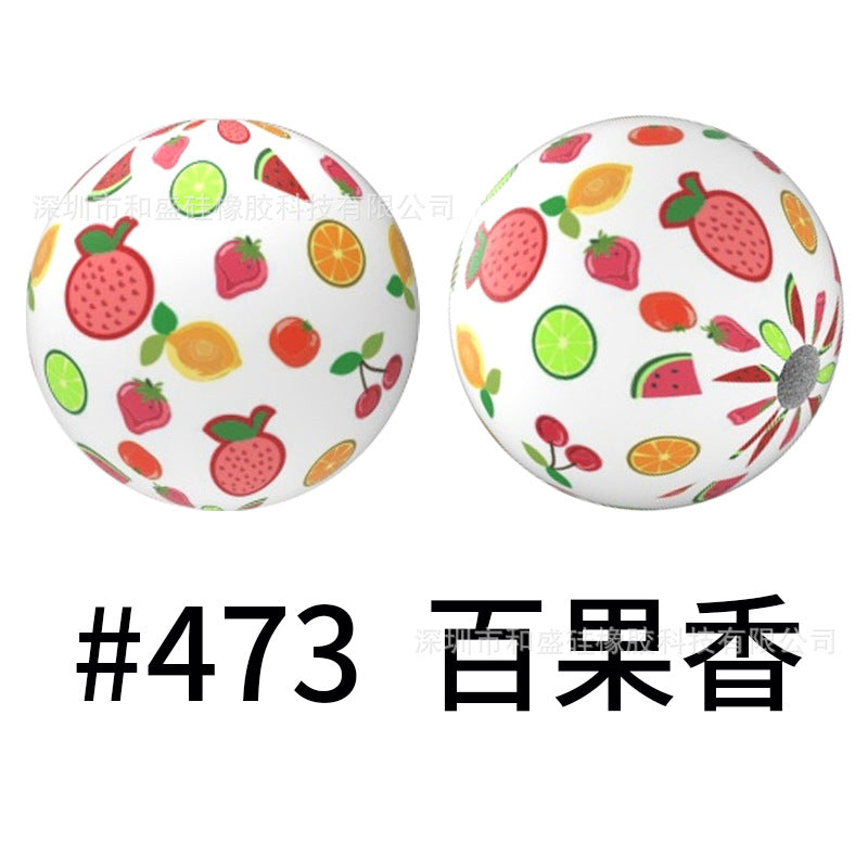 16mm Colorful Silicone Water Transfer Beads Print Silicone Beads-50PCS