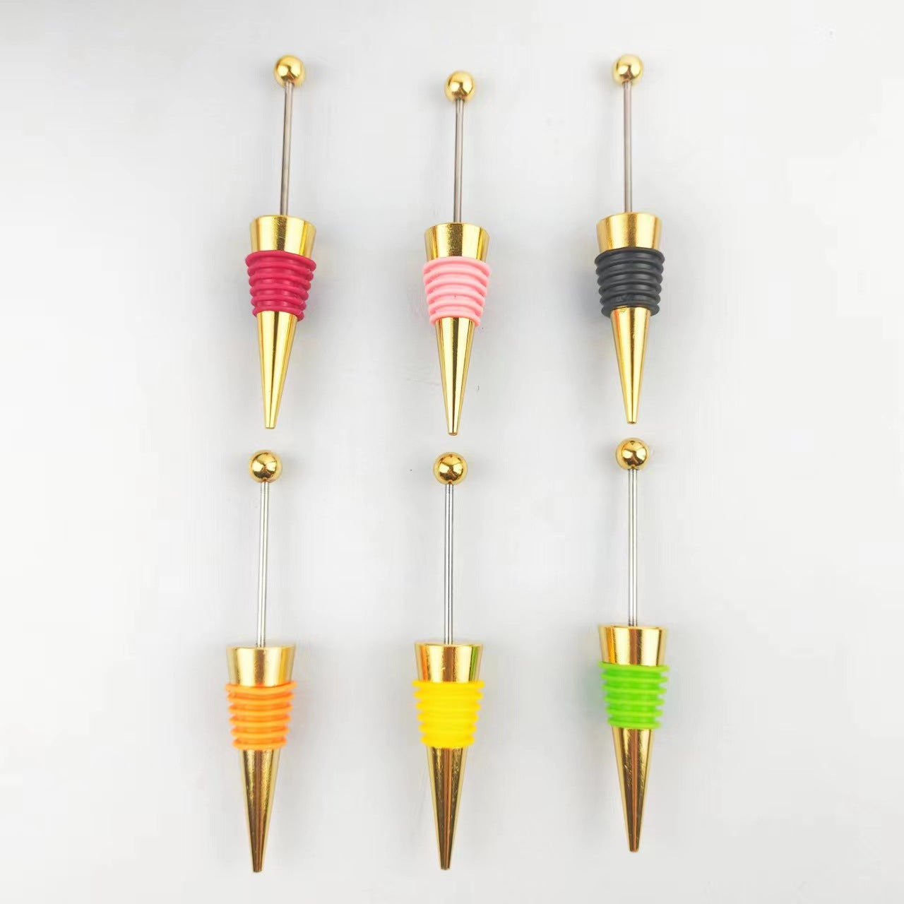 Creative Beadable Utensils DIY Zinc Alloy Gold Wine Stopper-5PCS