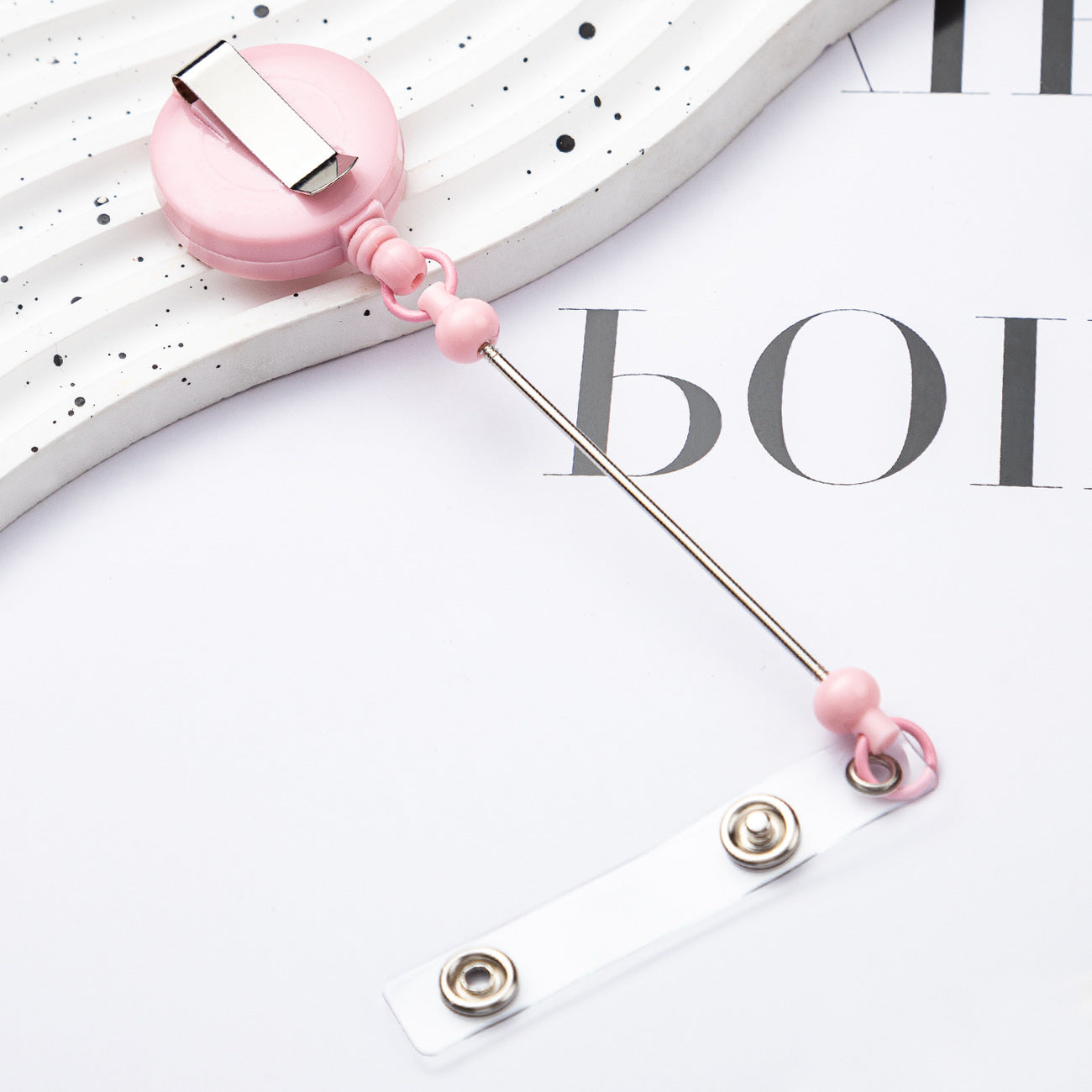 Badge Reels DIY Beadable Bar Retractable Keychain-2PCS