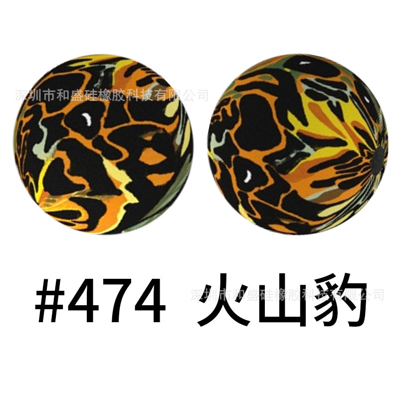 16mm Colorful Silicone Water Transfer Beads Print Silicone Beads-50PCS