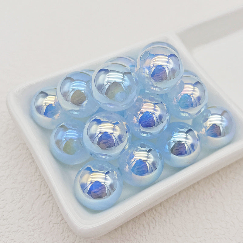 16mm UV Plated Colorful Brilliant Galaxy Straight Hole DIY Beadable Acrylic Beads-50PCS