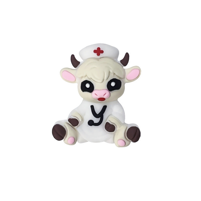 3D Cartoon Nurse Cow Silicone DIY Beads-10PCS