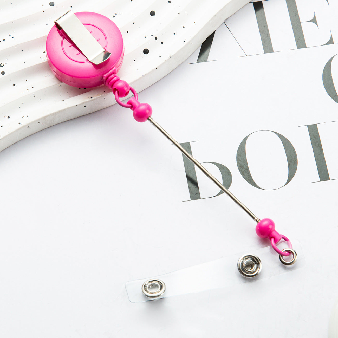 Badge Reels DIY Beadable Bar Retractable Keychain-2PCS