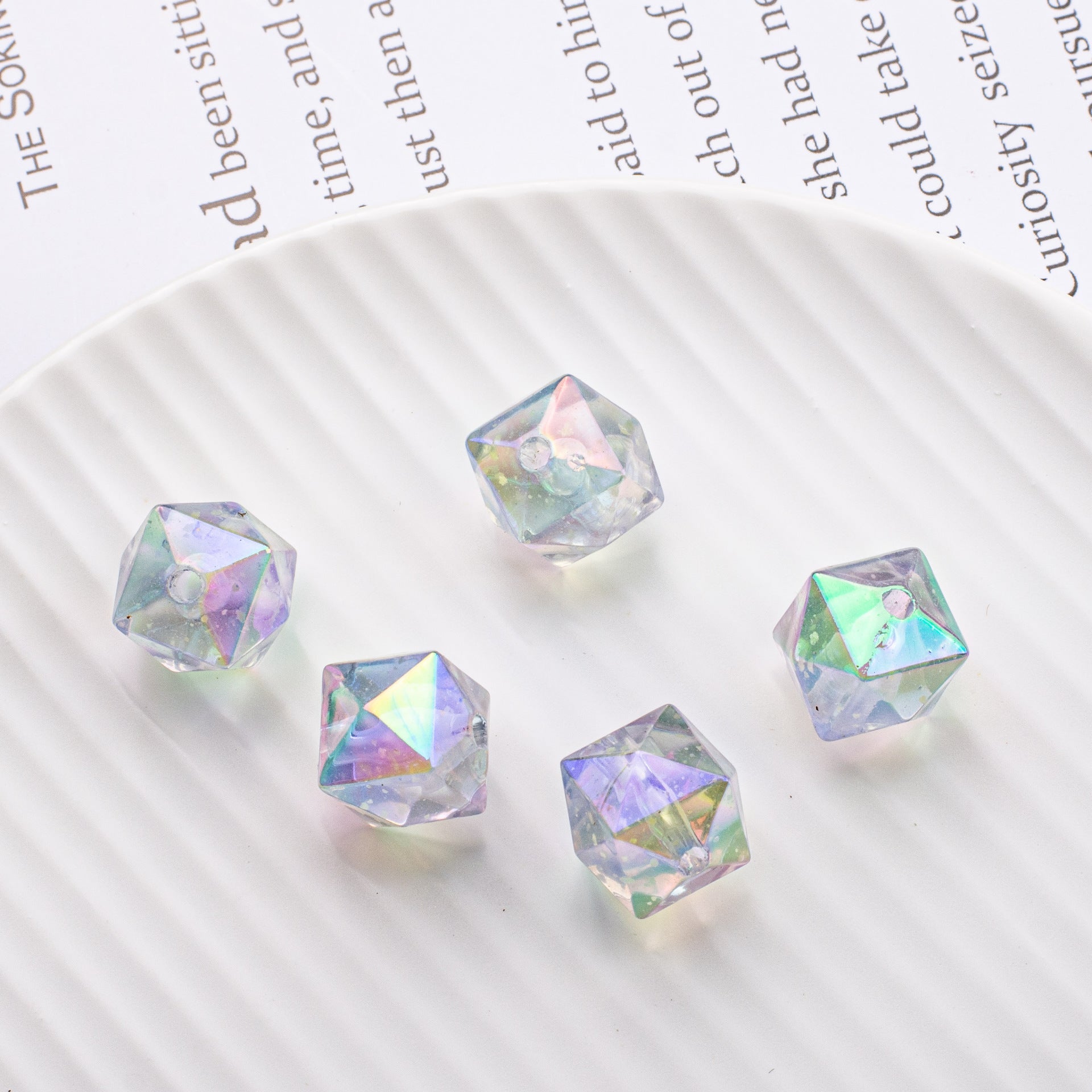 DIY Luminous Square Beads Prismatic Acrylic Straight Hole Beads-50PCS
