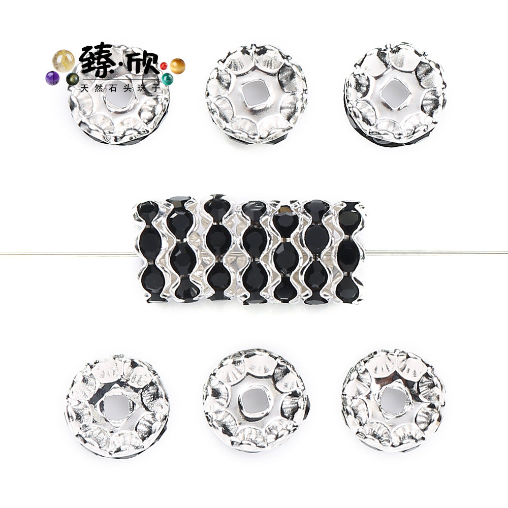 12MM Color Wave Rhinestone Diamond Ring Spacer Bead Spacer Jewelry Accessories Bead-100PCS
