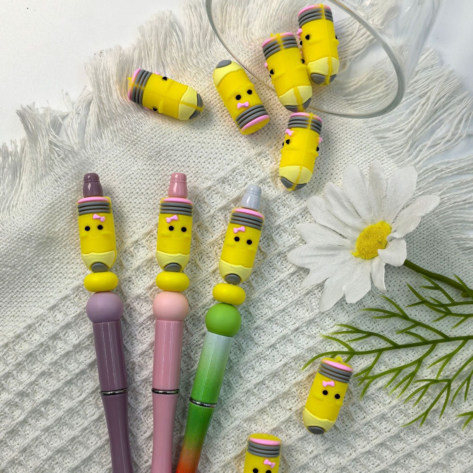 3D Three-dimensional Silicone Cartoon Pencil DYI Beads-10PCS