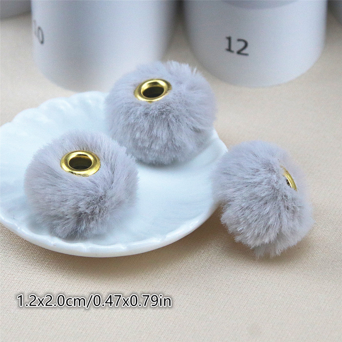 Straight Hole Soft Waxy Fur Ball Beads Loose Beads Large Hole Fabric Accessories-50PCS
