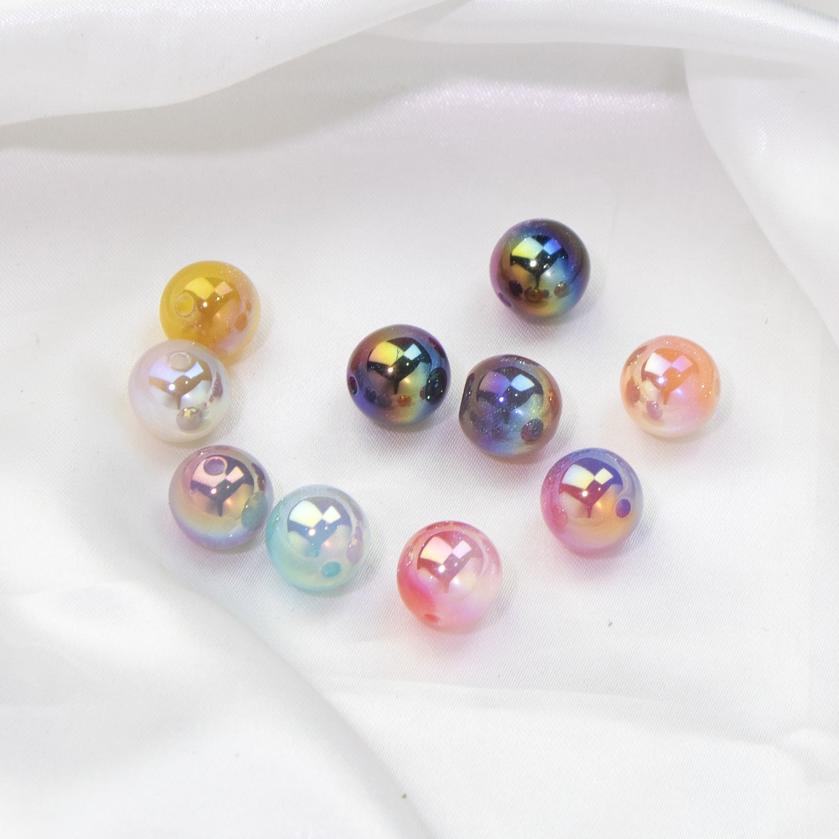 Starry Sky Two-color Gilded Round Beads-50PCS