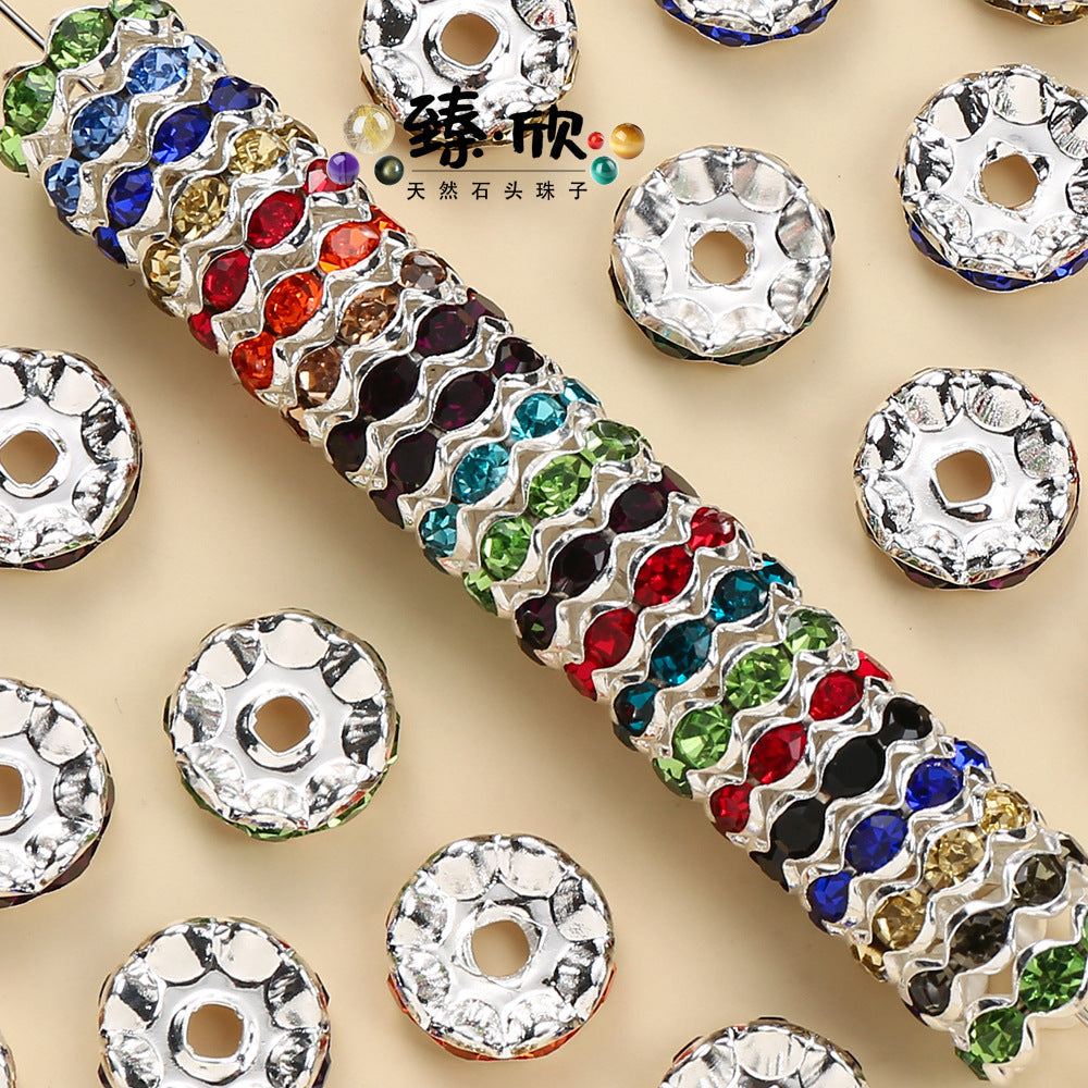 12MM Color Wave Rhinestone Diamond Ring Spacer Bead Spacer Jewelry Accessories Bead-100PCS