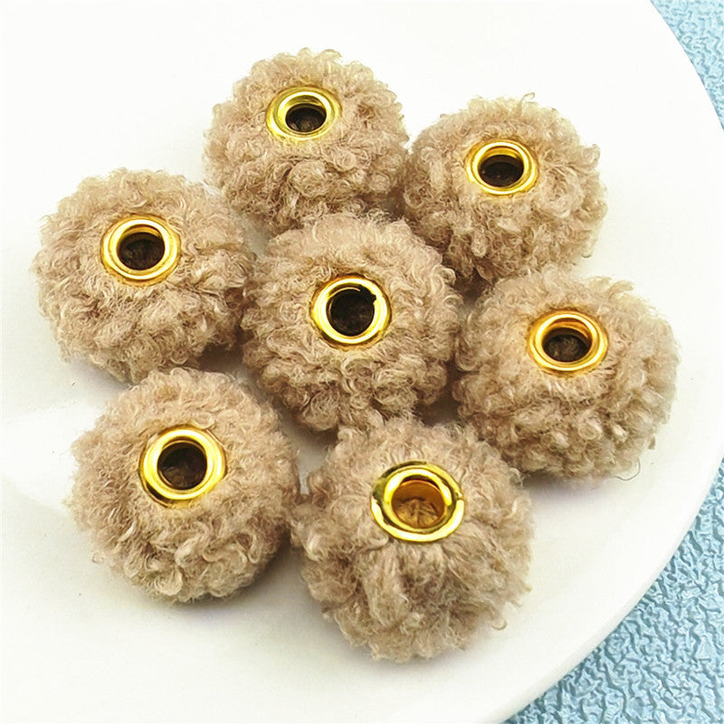 Straight Hole Teddy Fur Ball Beads Loose Beads Fabric Accessories-100PCS