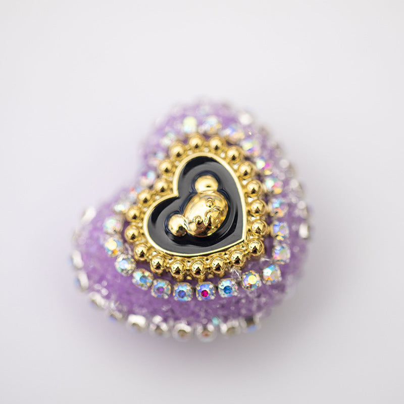 Acrylic Rhinestones with Large Peach Heart Beads-2PCS