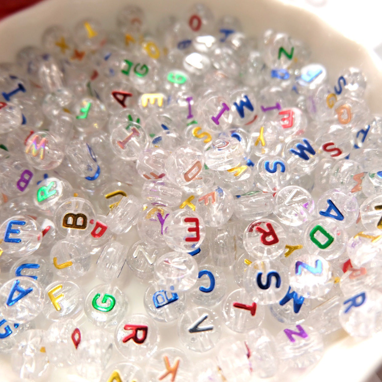 Transparent Alphabet Beads DIY Accessories Acrylic Beads 4×7MM-100PCS
