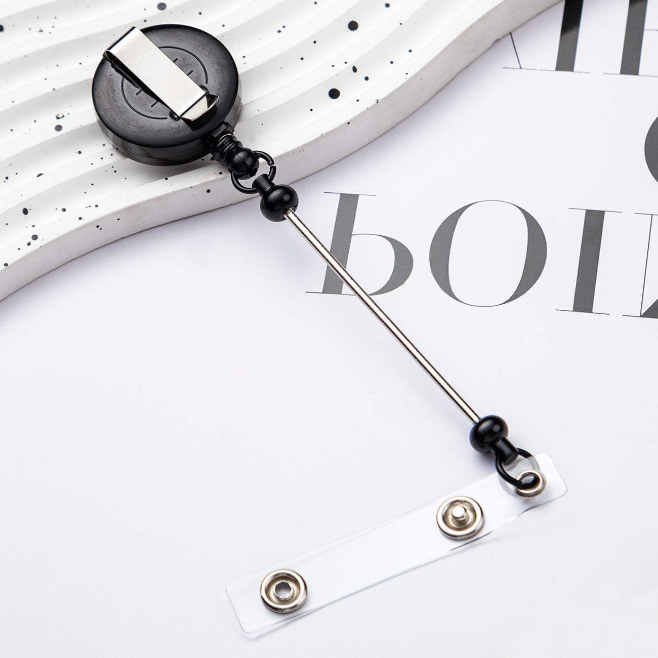 Badge Reels DIY Beadable Bar Retractable Keychain-2PCS