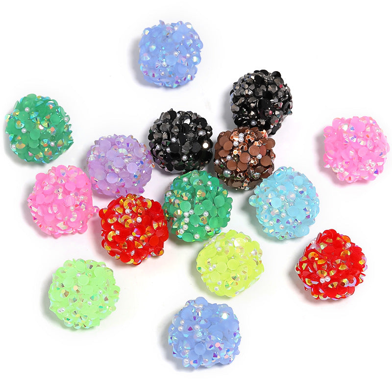 Colored Rhinestone Pearl Through Hole Acrylic Soft Sugar Beads-18MM-10PCS
