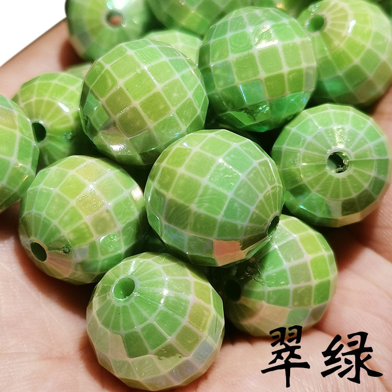 Creative Colorful Plaid Acrylic Beads-50PCS