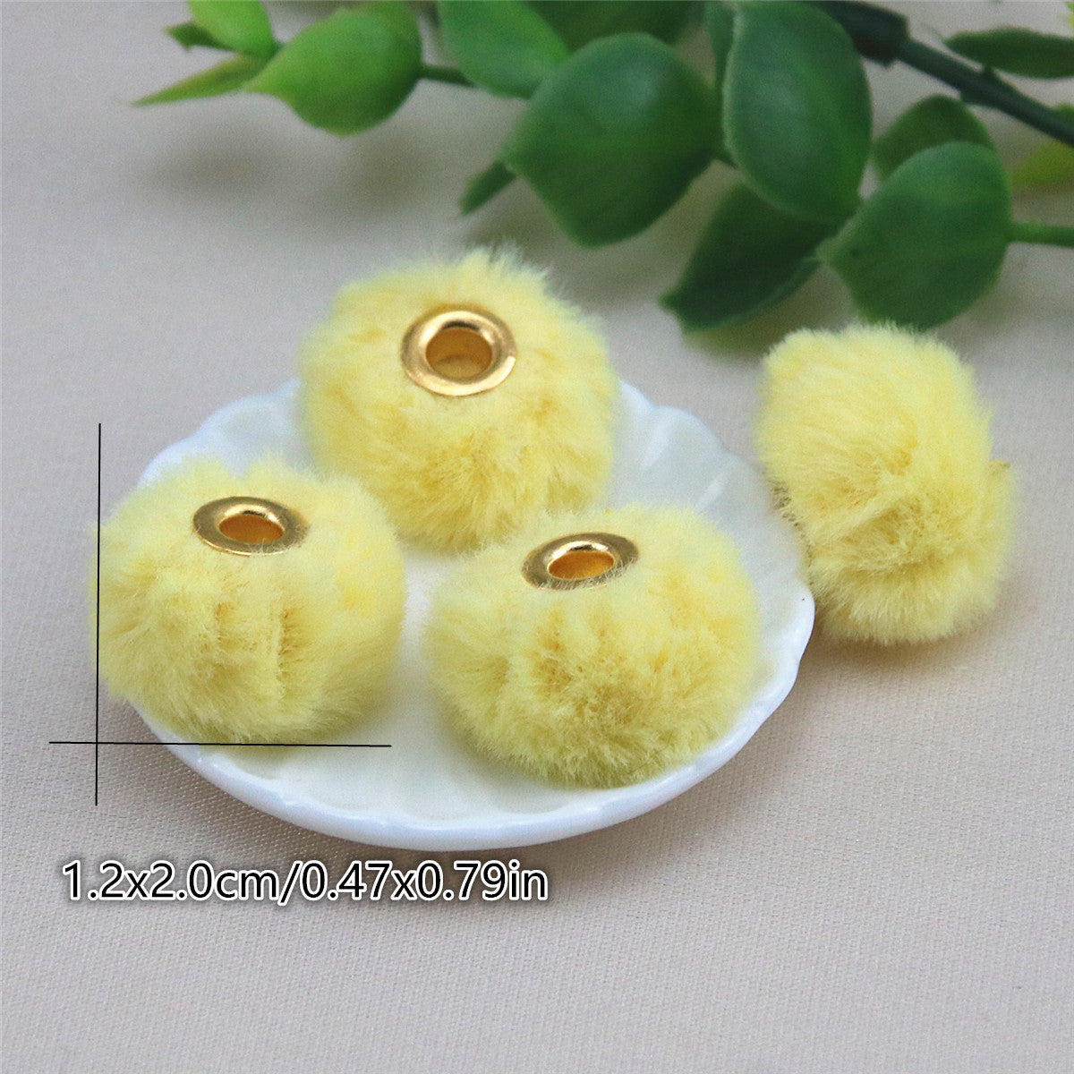 Straight Hole Soft Waxy Fur Ball Beads Loose Beads Large Hole Fabric Accessories-50PCS