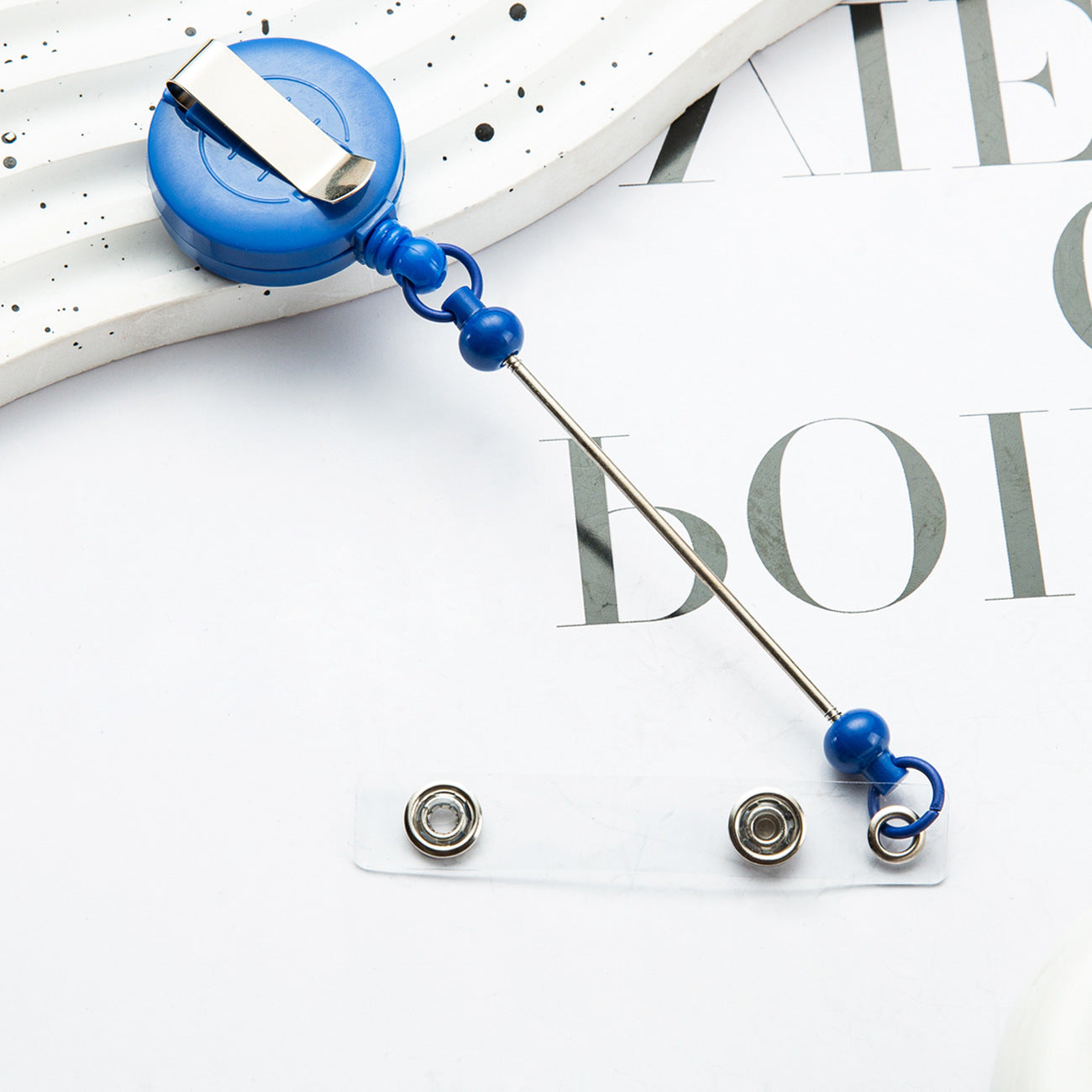 Badge Reels DIY Beadable Bar Retractable Keychain-2PCS